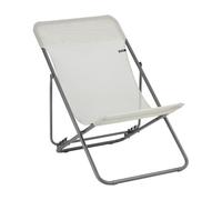 Lafuma MOBILIER - Transat Pliant Multiposition Maxi TRANSAT - Toile Batyline® Résistante - Chaise Longue Pliante Terrasse et Jardin - 4 Positions, Tout Confort, Fabriqué en France - Beige SEIGLE