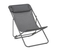 Lafuma Transat jardin pliable Maxi Transat+ – Chilienne têtière – Batyline® Duo Gris Obsidian