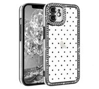 Lafunda Coque pour iPhone 12 Translucide Polka Dot Noir | Pailletée à Motif Pois Coque de Protection en Cristaux de Diamant Scintillante pour Femme et Fille, Antichoc Fine Étui