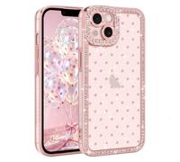Lafunda Coque pour iPhone 14 Translucide Polka Dot Rose | Pailletée à Motif Pois Coque de Protection en Cristaux de Diamant Scintillante pour Femme et Fille, Antichoc Fine Étui