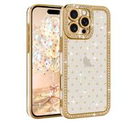 Lafunda Coque pour iPhone 16 Pro Max Translucide Polka Dot Or | Pailletée à Motif Pois Coque de Protection en Cristaux de Diamant Scintillante pour Femme et Fille, Antichoc Fine Étui