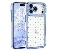 Lafunda Coque pour iPhone 17 Pro Max Translucide Polka Dot Bleu | Pailletée à Motif Pois Coque de Protection en Cristaux de Diamant Scintillante pour Femme et Fille, Antichoc Fine Étui