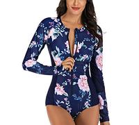 LafyKoly Maillot de bain 1 pièce pour femme avec protection UV - Bleu - Taille M