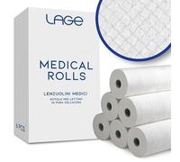 Lage Lot 6 Rouleaux Papier Drap Examen Protection pour Lit Médical, Esthétique, Massage, 100% Cellulose Double Épaisseur, Hygiénique, Hypoallergénique, Prédécoupé Jetable 60 cm x 50 mètres (6 pièces)