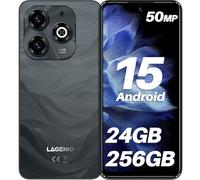 LAGENIO A11 Pro Téléphone Portable Android 15, 24 Go + 256 Go / 1 to, Smartphone Pas Cher, 120 Hz + 6.7" HD, Caméra 50 MP, Batterie 5150 mAh, Double SIM 4G / Widevine L1 / Empreinte/OTG/GPS - Gris