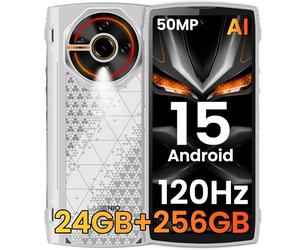 LAGENIO Panther 2 Pro Smartphone Portable Incassable, 24GO+256GO/1To TF Android 15 Téléphone Débloqué 4G, 50MP+8MP, 6.7" HD+ 120Hz, 5150 mAh Smartphone Étanche, Dual 4G, GPS, NFC, OTG, Blanc