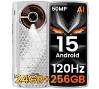 LAGENIO Panther2 Pro Smartphone Portable Incassable, 24GO+256GO/1To TF Android 15 Téléphone Débloqué 4G, 50MP+8MP, 6.7" HD+ 120Hz, 5150 mAh Smartphone Étanche, Dual 4G, GPS, NFC, OTG, Blanc