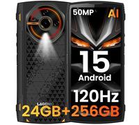 LAGENIO Panther2 Pro Telephone Portable Incassable 24GO+256GO/1To TF Téléphone Incassable Android 15, Octa-Core, 6.7" HD+ 120Hz, 5150 mAh, 50MP+2MP Caméra, NFC/GPS/OTG/3 Card Slot, Noir