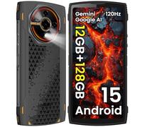 LAGENIO Panther2 Smartphone Portable Incassable, 12GO+128GO/1To TF Telephone Incassable Android 15, Octa-Core, 6.7" HD+ 120Hz Téléphone de Chantier, 5150 mAh, 16MP Caméra, Dual SIM/OTG/NFC/GPS, Noir