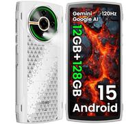 LAGENIO Panther2 Telephone Incassable Android 15, 12GO+128GO/1To TF, Octa-Core, 6.7" HD+ 120Hz, 5150 mAh Telephone Portable Chantier IP68, 16MP Caméra, GPS/OTG/NFC/3 Card Slot, Blanc