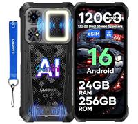 LAGENIO Rhino 1 Pro Telephone Incassable Android 16, 130 DB Ultra-Puissants Haut-Parleurs Stéréo Doubles, 24GO+256GO/1TO, 12000mAh/33W, 64MP, 120Hz Smartphone Incassable Lampe Camping, NFC/eSIM/OTG