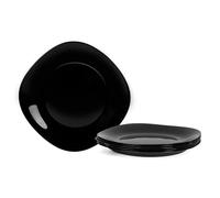LaGlint Assiettes à Dessert Salade Carré 20,32cm, Verre Opale Noire Petite Assiettes Vaisselles pour 6 Personnes pour Entrée, Dessert, Gâteau, Salade, Sushi