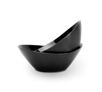 LaGlint Lot de 2 grands saladiers en verre opale de 25,4 cm pour salade, fruits, cuisine, micro-ondes et lave-vaisselle, forme ovale, noir