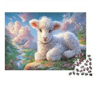 L'agneau Repose par Le ruisseau sous Le Ciel étoilé dans la vallée Thousand Pieces Jigsaw Puzzle Faune Sauvage Whole Family Cadeau D’Anniversaire Décoration De Salon Jeu Stimulant 38x26cm/1000pcs