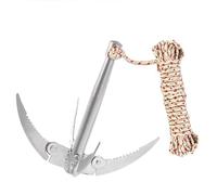 Lagnlnaoy Grappin d'extérieur pour lac, outil de survie avec corde, ancre de bateau pliable, robuste et durable pour petits bateaux, canoës, fournitures de pêche (couleur aléatoire)