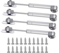 Lagogia Lot de 4 vérins à gaz 50 N/5,1 kg - Charnières de sécurité - Amortisseur à gaz - Ouverture douce et amortissement - Tête télescopique en caoutchouc - 15,2 cm de long - Argenté