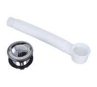 Lagomloot Bonde de baignoire avec siphon trop-plein en laiton pour un drainage efficace de la salle de bain, finition blanche et argentée