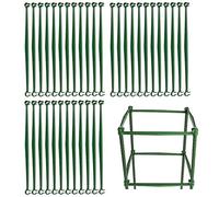 Lagomloot Bras de piquet pour cage à tomates, 36 connecteurs ABS verts pour piquets de 11 mm pour construire un treillis de support de fleurs et légumes, clips de jardin de 30 cm