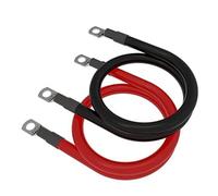 Lagomloot Câble de batterie 2 AWG 35 mm², 50 cm en cuivre pur 12 V robuste avec M10 pour bornes à anneau, pour voiture, camion, bateau, câblage d'onduleur solaire (rouge/noir)