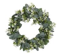 Lagomloot Couronne topiaire d'eucalyptus artificiel, guirlande de verdure réaliste pour intérieur ou extérieur, porte, mur, mariage, décoration d'intérieur, cercle à suspendre en soie de 30 cm