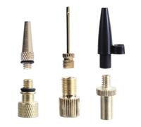 Lagomloot Kit adaptateur 6 pièces en laiton et alliage de zinc avec valves Presta/Schrader et aiguilles pour pneus de vélo, ballons de football, matelas gonflables, noir