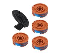 Lagomloot Kit bobine et ligne avec couvercle de capuchon, compatible avec les débroussailleuses McGregor MET4530 MET6032 et WORX WG100E WG101E, couvercle de bobine et 4 bobines PVC noir orange