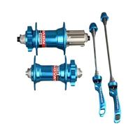 Lagomloot Kit moyeu de vélo pour NovaTec D791SB/D792SB 32H Frein à disque 8-11 vitesses, bleu avant et arrière avec QR