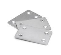 Lagomloot Lot de 3 équerres d'angle en acier inoxydable, plaque plate épaisse à 4 trous pour réparation de meubles, argent 60 x 38 mm