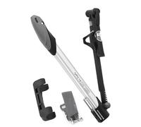 Lagomloot Mini pompe à vélo, 140 psi, gonfleur d'air portable avec jauge pour Presta et valves, pliable en alliage d'aluminium argenté