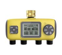 Lagomloot Minuteur d'arrosage automatique à 4 voies pour jardin avec 4 sorties pour filetage BSP 1,9 cm, système d'arrosage extérieur en ABS robuste