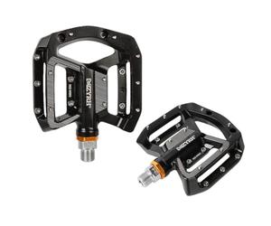 Lagomloot Paire de pédales de vélo en aluminium 9/16" CNC Plate-forme avec 3 roulements pour VTT Road City Bike Noir