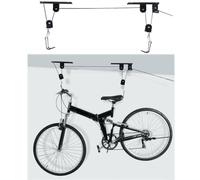 Lagomloot Support de plafond pour vélo - Système de poulie en acier robuste pour rangement de garage - 3,7 m - Pour vélos jusqu'à 20,4 kg - Noir