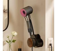 Lagomloot Support de rangement mural pour sèche-cheveux sans perforation avec rangement des cordons pour salle de bain, sans perçage