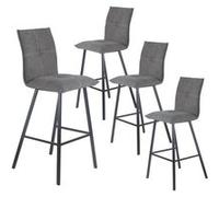 LAGOS - Lot de 4 Tabourets Gris Anthracite Hauteur H65cm -