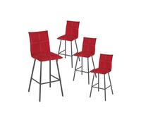 LAGOS - Lot de 4 Tabourets Rouges Hauteur H65cm -