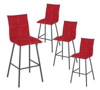 LAGOS - Lot de 4 Tabourets Rouges Hauteur H76cm - Altobuy Rouge