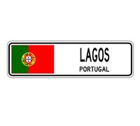 Lagos Plaque de rue Portugal Drapeau Portugais Ville Campagne Cadeau Plaque de rue 10,2 x 40,6 cm