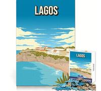 Lagos,Portugal,ville côtière,art,plage de l'Algarve,impression de voyage,puzzle de 1000 pièces pour adolescents,rappelant le pouvoir de la sérénité,évasion,bords précis,cadeau d'anniversaire (50x75cm)