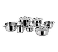 Lagostina Euforia Batterie de Cuisine pour Induction, Gaz et Four en Acier Inoxydable 18/10, 11 Pièces, Fond Lagoseal Plus, Batterie de Cuisine avec 5 Marmites, Casserole, Pot à Lait, 4 Couvercles