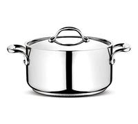 Lagostina Accademia Lagofusion Casserole Fonda 2 poignées avec couvercle, acier inoxydable 18/10 Ø 18 cm, casserole induction, gaz et four, finition brillante extérieure et satinée intérieure, fond 5