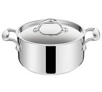 Lagostina Accademia Lagofusion Casserole Fonda 2 poignées avec couvercle, acier inoxydable 18/10 Ø 20 cm, casserole induction, gaz et four, finition brillante extérieure et satinée intérieure, fond 5