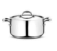 Lagostina Accademia Lagofusion Casserole Fonda avec 2 poignées et Couvercle, Acier Inoxydable, Argent, 22 cm
