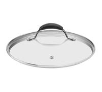 Lagostina Tempra acier, couvercle en verre de 30 cm avec valve pour fuite de vapeur, poignée rivetée en silicone antidérapante et bord en acier, lavable au lave-vaisselle et au four