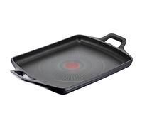 Lagostina Aroma Plaque grill antiadhésive en aluminium moulé sous pression 26 x 32 cm, induction, gaz et four avec indicateur de cuisson thermo-Signal et revêtement titane pour maintenir la chaleur