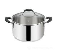 Lagostina Tempra Acier Casserole Fonda et Couvercle, Casserole Ø 18 cm en acier inoxydable 18/10 + Couvercle en verre, avec fond Lagotherm et poignées en silicone