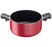 Lagostina Cuisine Méditerranée Casserole Fonda 2 poignées antiadhésives en aluminium Ø 24 cm, pour induction, avec indicateur de cuisson thermo-Signal, rouge