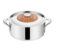 Lagostina Risottiera Emozione Ø24 cm – Acier inox 18/10, Couvercle bois de cerisier, Fond Lagotherm