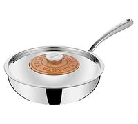 Lagostina Emozione Wok Saltapasta + Couvercle avec Insert en Bois de Cerisier Ø 26 cm, Wok Induction et Gaz, Acier Inoxydable 18/10 et Bois, Fond Lagotherm Triple Couche et Larges Poignées Soudées