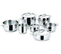Lagostina Euforia Batterie de Cuisine pour Induction, Gaz et Four en Acier Inoxydable 18/10, 11 Pièces, Fond Lagoseal Plus, Batterie de Cuisine avec 5 Marmites, Casserole, Pot à Lait, 4 Couvercles