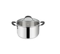Lagostina Tempra Acier Casserole Fonda et Couvercle, Casserole Ø 26 cm en acier inoxydable 18/10 + Couvercle en verre, avec fond Lagotherm et poignées en silicone